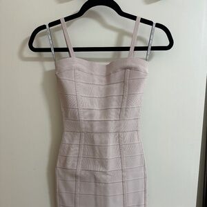 Herve Leger Light Pink Beige Mini Body Con Dress